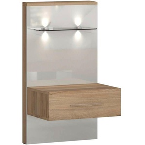 Home affaire Nachtkonsole Gala, beige hochglänzend UV lackiert und melaminbeschichtet, kratzfest (Schublade mit Soft-Close-Funktion, 56x47x100cm (BxTxH), mit Beleuchtung,wahlweise rechte oder linke Bedienung,FSC-zertifiziert