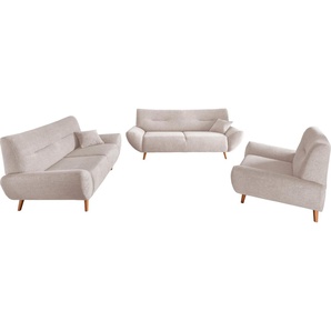 INOSIGN Polstergarnitur Drago elegant und zeitlos, komfortabel, moderne Formensprache, (Set, 3-tlg., 3-Sitzer, 2-Sitzer und Sessel), als Sessel/Polsterecke erhältlich, versch. Stoffe, inkl. 2 Zierkissen