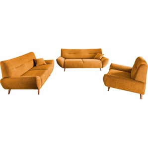 INOSIGN Polstergarnitur Drago elegant und zeitlos, komfortabel, moderne Formensprache, (Set, 3-tlg., 3-Sitzer, 2-Sitzer und Sessel), als Sessel/Polsterecke erhältlich, versch. Stoffe, inkl. 2 Zierkissen