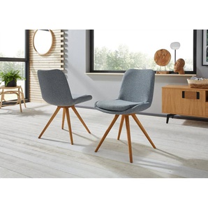INOSIGN Schalenstuhl Malmö (Set, 2 St), Bezug in Strukturstoff oder Leder und das Gestell in Eiche Massivholz