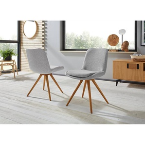 INOSIGN Schalenstuhl Malmö (Set, 2 St), Bezug in Strukturstoff oder Leder und das Gestell in Eiche Massivholz