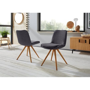 INOSIGN Schalenstuhl Malmö (Set, 2 St), Bezug in Strukturstoff oder Leder und das Gestell in Eiche Massivholz