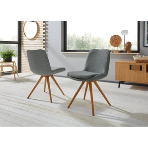 INOSIGN Schalenstuhl Malmö (Set, 2 St), Bezug in Strukturstoff oder Leder und das Gestell in Eiche Massivholz