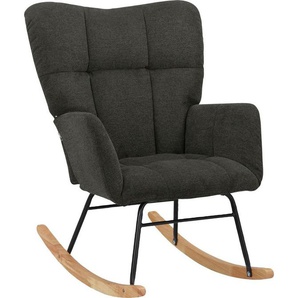 INOSIGN Schaukelsessel Anika, Ohrensessel Wohnzimmer mit Funktion, (1-St), Sitz und Rücken gepolstert, Beine aus Metall und Holz, Sitzhöhe 48 cm