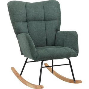 INOSIGN Schaukelsessel Anika, Ohrensessel Wohnzimmer mit Funktion, (1-St), Sitz und Rücken gepolstert, Beine aus Metall und Holz, Sitzhöhe 48 cm