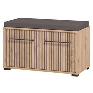 INOSIGN Schuhbank Landes, Schuhschrank, Schuhregal, Schuhtruhe, Breite 80 cm, mit Sitzkissen und zwei geschlossenen Fächern, in Artisan Eiche