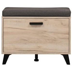 INOSIGN Schuhbank Umbria, Schuhschrank, Schuhregal, Schuhtruhe, Breite 68 cm, mit Sitzkissen, 2 geschlossenen Fächern, Klapptür, in Grau Eiche
