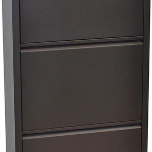 Schuhschrank INOSIGN Melika Schränke Gr. B/H/T: 50 cm x 113,5 cm x 15 cm, grau (anthrazit) Schuhschränke aus Metall, 3 Schuhklappen, Höhe 113,5 cm