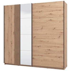 INOSIGN Schwebetürenschrank Ascalon, mit Spiegel und Lamellen 3D, FSC-zertifiziert, Made in Europe 220x61x217,5cm, 3 verschiedene Innenaussattungen-individuell wählbar