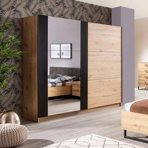 INOSIGN Schwebetürenschrank Sardinia, Kleiderschrank mit Spiegel, FSC®-zertifiziert inklusive Inneneinteilung, 217x210x62,5cm, ABS Schutzkanten