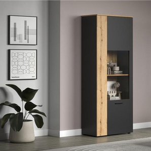 INOSIGN Standvitrine Estepona (1-St) Großzügige Vitrine mit natürlicher Rillenoptik - (B/T/H) 80/42/195 cm