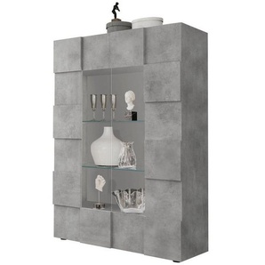 INOSIGN Vitrine Dama Höhe 166 cm, Breite 121 cm, Stauraumvitrine mit 2 Türen, Standvitrine - Front in 3D-Optik, viel Stauraum, verschiedene Farben