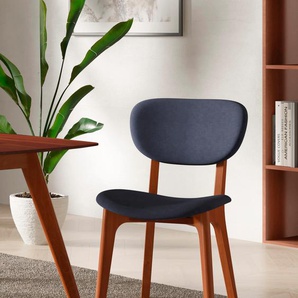 Stuhl INOSIGN COZY Stühle Gr. B/H/T: 50 cm x 88 cm x 62 cm, 2 St., Microfaser Veloursoptik, Massivholz, blau (jeans, kirsch) 4-Fuß-Stuhl Esszimmerstuhl Polsterstuhl Küchenstühle