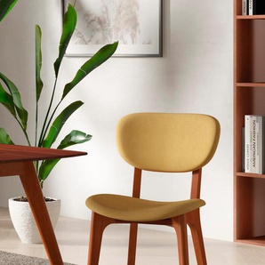Stuhl INOSIGN COZY Stühle Gr. B/H/T: 50 cm x 88 cm x 62 cm, 2 St., Microfaser Veloursoptik, Massivholz, gelb (yellow, kirsch) 4-Fuß-Stuhl Esszimmerstuhl Polsterstuhl Küchenstühle