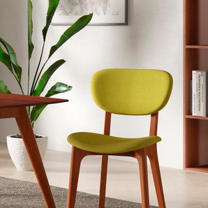 Stuhl INOSIGN COZY Stühle Gr. B/H/T: 50 cm x 88 cm x 62 cm, 2 St., Microfaser Veloursoptik, Massivholz, grün (green, kirsch) 4-Fuß-Stuhl Esszimmerstuhl Polsterstuhl Küchenstühle