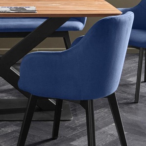 Stuhl INOSIGN GLORIA Stühle Gr. B/H/T: 63 cm x 82 cm x 60 cm, 2 St., Strukturstoff, Massivholz, blau (himalia 133 blau, schwarz) 4-Fuß-Stuhl Esszimmerstuhl Polsterstuhl Küchenstühle Stühle