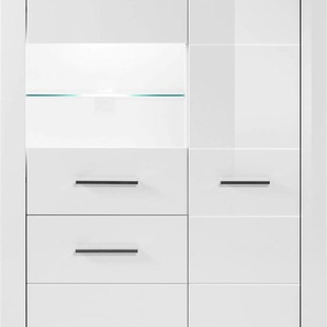 Vitrine INOSIGN BIANCO Schränke Gr. B/H/T: 100 cm x 142 cm x 35 cm, weiß (weiß matt, mdf hochglanz) Vitrinen Höhe 142 cm