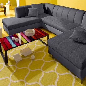 INOSIGN Wohnlandschaft Turah moderne Steppung, incl. Zierkissen, auch in Leder, wahlweise mit Bettfunktion, B/T/H: 297/82/75 cm, U-Form