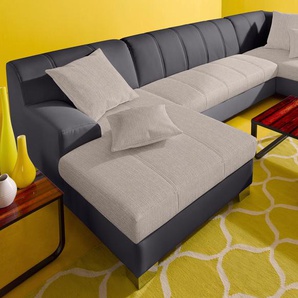 Wohnlandschaft INOSIGN Sofas Gr. B/H/T: 297 cm x 75 cm x 82 cm, Kunstleder SOFTLUX-Struktur, Recamiere links, ohne Bettfunktion, braun (dunkelbraun, beige) Wohnlandschaft Wohnlandschaften Sofas wahlweise mit Bettfunktion