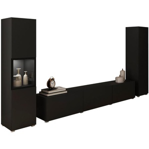 INOSIGN Wohnwand BERLIN III, Vitrine Türschlag links/rechts wechselbar, (Komplett-Set, 3-St), moderne grifflose Mediawand Breite 260 cm, Vitrine mit Verglasung