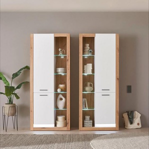 INOSIGN Wohnwand Brixen, moderne Anbauwand, Wohnzimmer-Set, Eiche Evoke Dekor mit Weiß, (Set, 2-St), enthält Stauraumelemente
