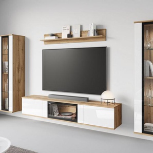 INOSIGN Wohnwand Caro, stehend und hängend montierbar, (Komplett-Set, 4-St), grifflose Design, höhenverstellbare Einlegeböden