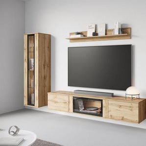 INOSIGN Wohnwand Caro, stehend und hängend montierbar, (Komplett-Set, 4-St), grifflose Design, höhenverstellbare Einlegeböden