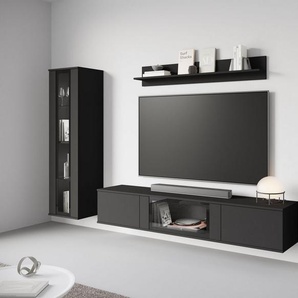 INOSIGN Wohnwand Caro, stehend und hängend montierbar, (Komplett-Set, 4-St), grifflose Design, höhenverstellbare Einlegeböden