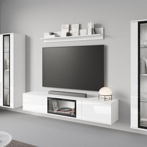 INOSIGN Wohnwand Caro, stehend und hängend montierbar, (Komplett-Set, 4-St), grifflose Design, höhenverstellbare Einlegeböden