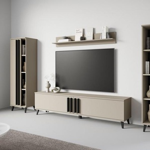 INOSIGN Wohnwand Helsinki, Modernes Möbelset, (Komplett-Set, 4-St), mit lamellengriffen, verstellbaren Einlegeböden und Kunststofffüßen