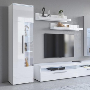 INOSIGN Wohnwand India,Breite 245cm moderne Mediawand ohne Beleuchtung, Anbauwand (Set,5-St, 1xVitrine,1xHängevitrine,1TV-Schrank,2xWandregal)