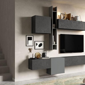 INOSIGN Wohnwand INFINITY, 6tlg. Breite 262 cm, Höhe variabel, Schrankwand, Anbauwand, (6-St), (Lowboard hängend, 2x Hängeschrank, 2x Hängewürfel, Wandregal)