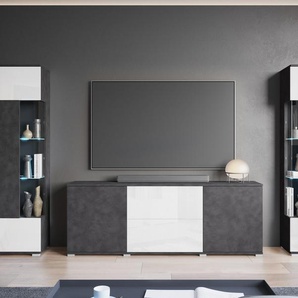 INOSIGN Wohnwand KENIA, (Komplett-Set, 3-St), Vitrinen mit Eckverglasung, hängend und stehend montierbar