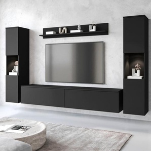 INOSIGN Wohnwand PARIS, Vitrine Türanschlag links/rechts wechselbar, (Komplett-Set, 4-St), grifflose Design, stehend und hängend montierbar