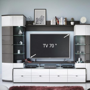Wohnwand INOSIGN Trendy Kastenmöbel-Sets weiß (weiß anthrazit hochglanz) Wohnwände ohne Beleuchtung