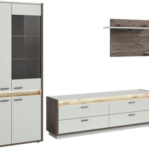 INOSIGN Wohnwand Treviso, Breite 299 cm, bestehend aus: 1x Vitrine, 1x Lowboard und, (3-St), 1x Wandboard, Kombination, Wohnkombination, Mediawand, TV-Wand