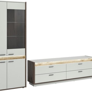 INOSIGN Wohnwand Treviso, Breite 350 cm, bestehend aus: 2x Vitrine und 1x Lowboard, (3-St), Kombination, Wohnkombination, Mediawand, TV-Wand