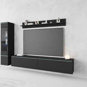 INOSIGN Wohnwand VERA I, Vitrinen Türanschlag links/rechts wechselbar, (Komplett-Set, 3-St), Mediawand 230 cm, Vitrine mit Verglasung, stehend und hängend
