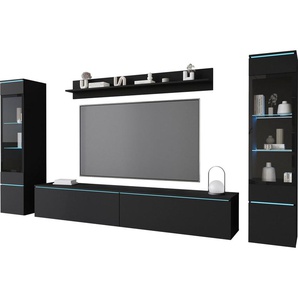 INOSIGN Wohnwand VERA II, Vitrinen Türanschlag wechselbar, (Komplett-Set, 4-St), Mediawand 260 cm, Vitrine mit Verglasung, stehend und hängend