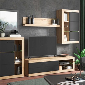 INOSIGN Wohnzimmer-Set Rosso Wohnwand, Mediawand, Anbauwand, für TV bis 60, Breite 267 cm, (Komplett-Set, 4-St., 4-st), Set besteht aus Highboard, TV-board, Wandregal und Hängeschrank