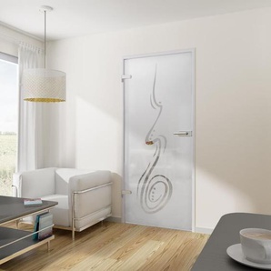 Inova Star - Glastür Drehtür mit Beschlag 834 x 1972 din links esg Dekor Wohnungstür - Tür + Beschlag DB06