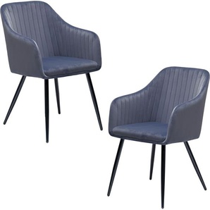 Esszimmerstuhl INTER-FURN Savona Stühle Gr. B/H/T: 53 cm x 85 cm x 57 cm, 2 St., Samt Samtoptik, Metall, blau (hellblau, schwarz) Küchenstühle Samt am Sitz und Rücken