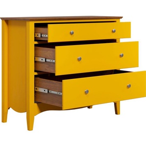 INTER-FURN Kommode Lissabon, Kiefer teilmassiv, 3 Schubkästen, Metallgriffe, B/H/T: 100/86/42 cm