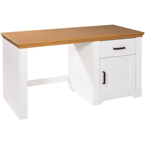 Inter Link Maluna Schreibtisch Massivholz Kiefer Weiß/Oak Colori