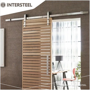 Intersteel - Beschlagset für Schiebetüren Schiebetürbeschlag Modell Basic Edelstahl 200 cm