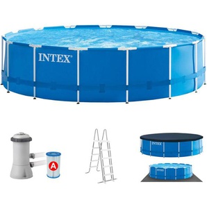 Intex 28242 Metal Frame Swimming Pool Set Ø457x122cm Pumpe Leiter Abdeckplane