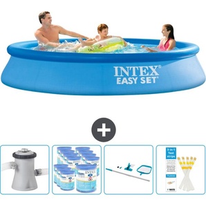 Intex runder aufblasbarer Easy Set-Schwimmpool – 305 x 61 cm – Blau – inklusive Pumpe Filter - Reinigungskit - Teststreifen 28118GN-Blau