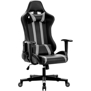 IntimaTe WM Heart Indy Gaming Racing Chair Leather with Adjustable Armrest Grey