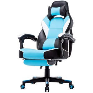 IntimaTe WM Heart Rally Gaming Racing Chair Leather with Retractable Footrest-Basic Blue