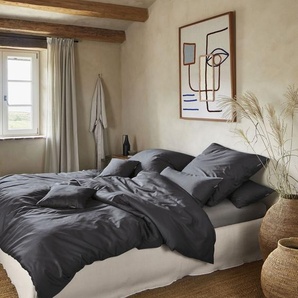 Irisette GmbH & Co. KG Mako-Satin uni Bettwäsche Set uni Paris 8000 Farbe anthrazit Größe 135 x 200cm 17585